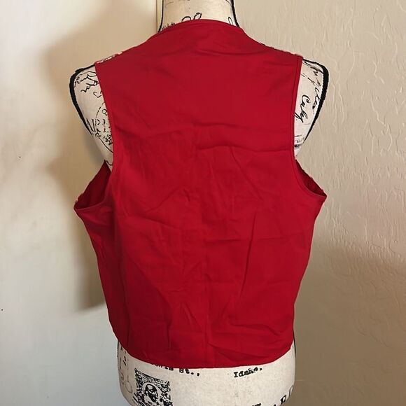 Vintage Budweiser Beer Red White Allover Print Reversible Button Closure Vest - Picture 3 of 11